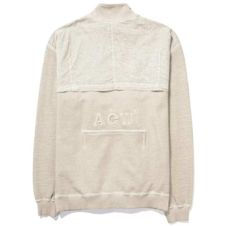 Knitted Wash Contrast Zip-Up 'Bone'