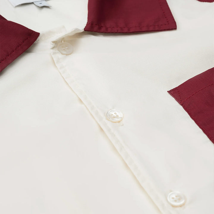 Raglan Poplin Button Down 'Maroon / Creme'