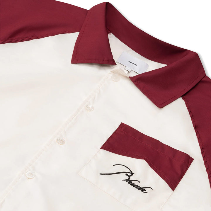 Raglan Poplin Button Down 'Maroon / Creme'