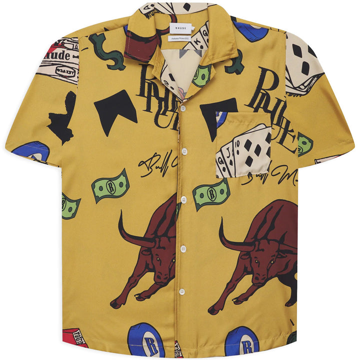 Silk Doodle SS Button Up 'Mustard / Multi'