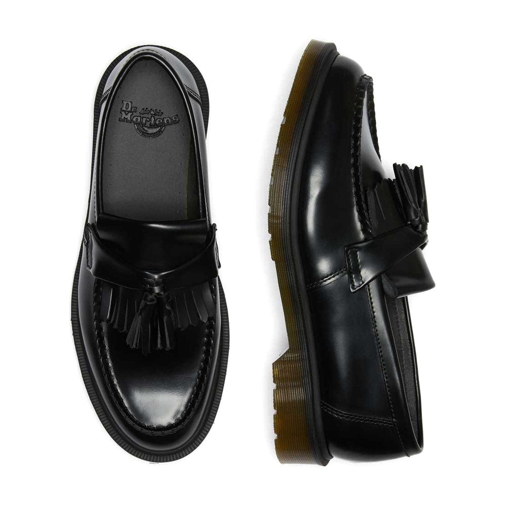 Adrian Polished Smooth Leather Tassle Loafers 'Black'