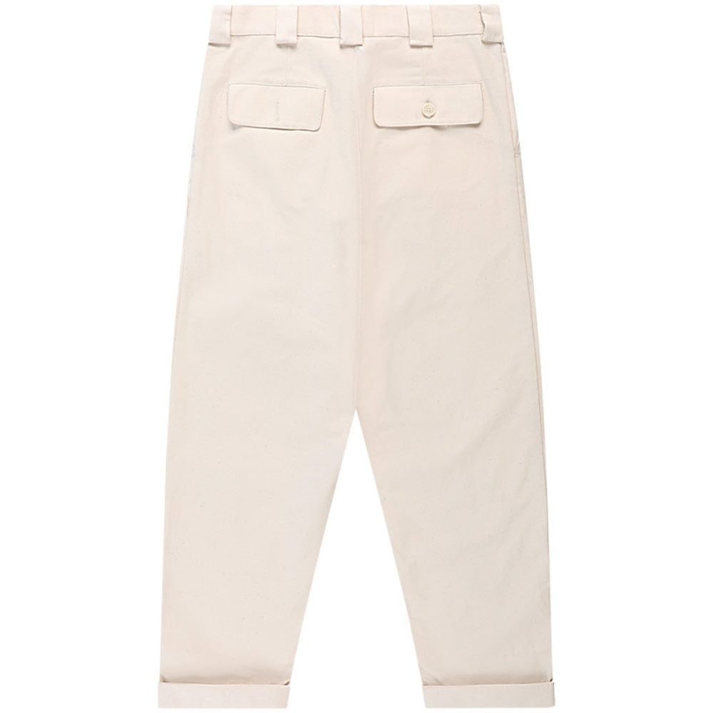 Sukkar Cotton Pleated Chino Trousers 'Off White'